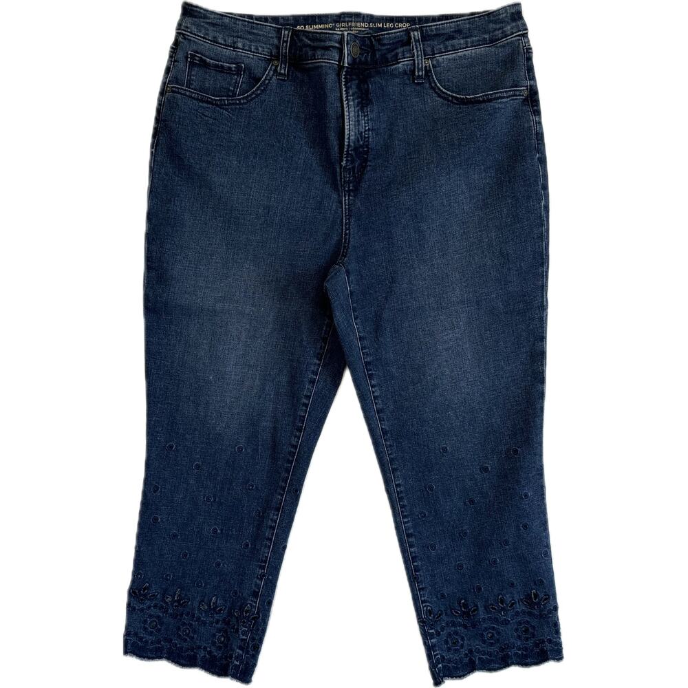 CHICO’S SO SLIMMING GIRLFRIEND SLIM LEG CROP Blue Jeans Women's Size 14